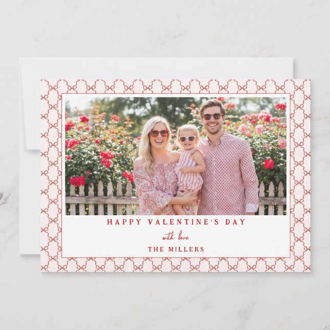 Cartão De Festividades Bow Landscape Happy Valentine's Day Photo Card (Frente)