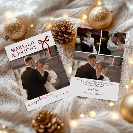 Cartão De Festividades Bow Married and Bright Christmas Holiday Card