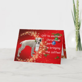 Cartão De Festividades Boxer com café de Natal