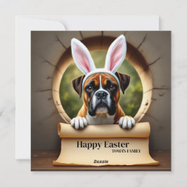 Cartão De Festividades Boxer dog - com Family Name