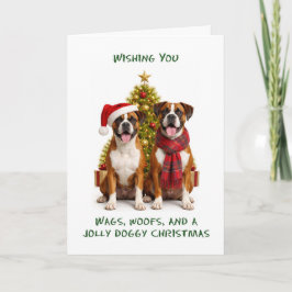 Cartão De Festividades Boxers Cães Natal