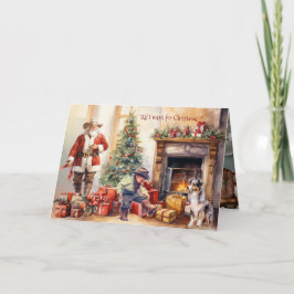 Cartão De Festividades Boy Cowboy Boots for Christmas Christmas Card