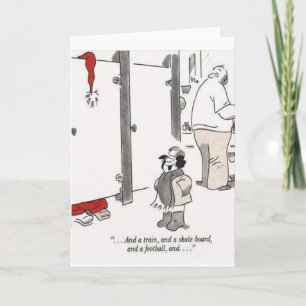 Cartão De Festividades Boy with Santa in Bathroom Stal Greeting Card