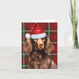 Cartão De Festividades Boykin Spaniel Natal Cão Vermelho Xadrez Natal