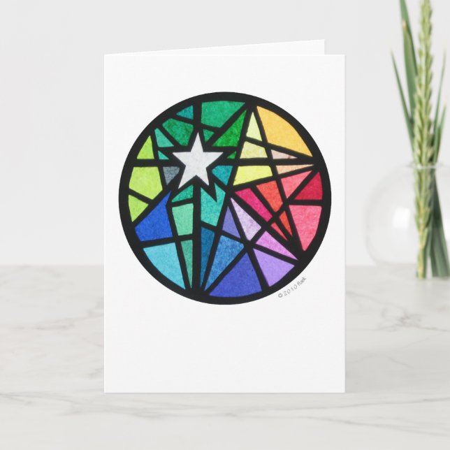 Cartão De Festividades branco da estrela (Frente)