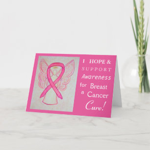 Cartão De Festividades Breast Cancer Awareness Ribbon Angel Greeting Card
