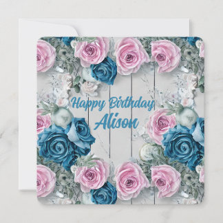 Cartão De Festividades Brick Shabby Nautica Branco majestoso rosa pálido