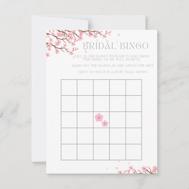 Cartão De Festividades Bridal Bingo para o Chá de panela de Cherry Blosso (Frente)