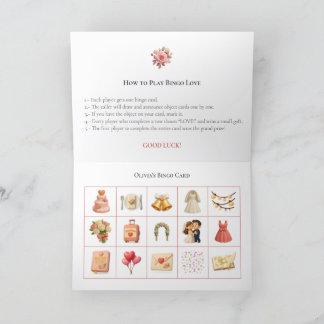 Cartão De Festividades Bridal Shower Bingo Game Board12. Fun Party