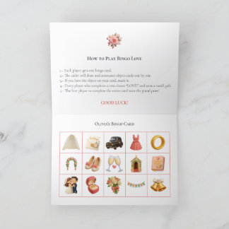 Cartão De Festividades Bridal Shower Bingo Game Board18. Fun Party