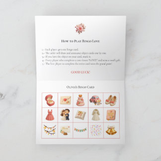 Cartão De Festividades Bridal Shower Bingo Game Board6. Fun Party