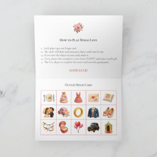 Cartão De Festividades Bridal Shower Bingo Game Board7. Fun Party