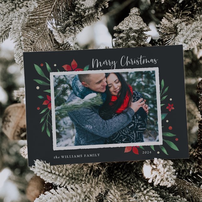 Cartão De Festividades Bright Boughs | Feliz Natal Foto (Criador carregado)