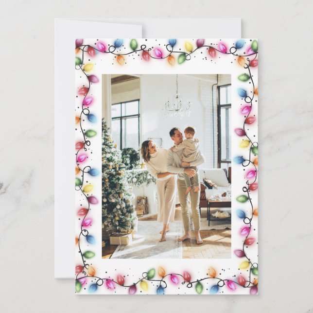 Cartão De Festividades Bright Colorful Christmas Lights Photo (Frente)