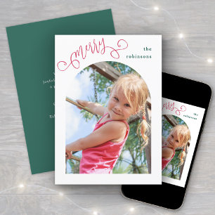 Cartão De Festividades Bright Modern Script Feliz Arranjada Foto Natal