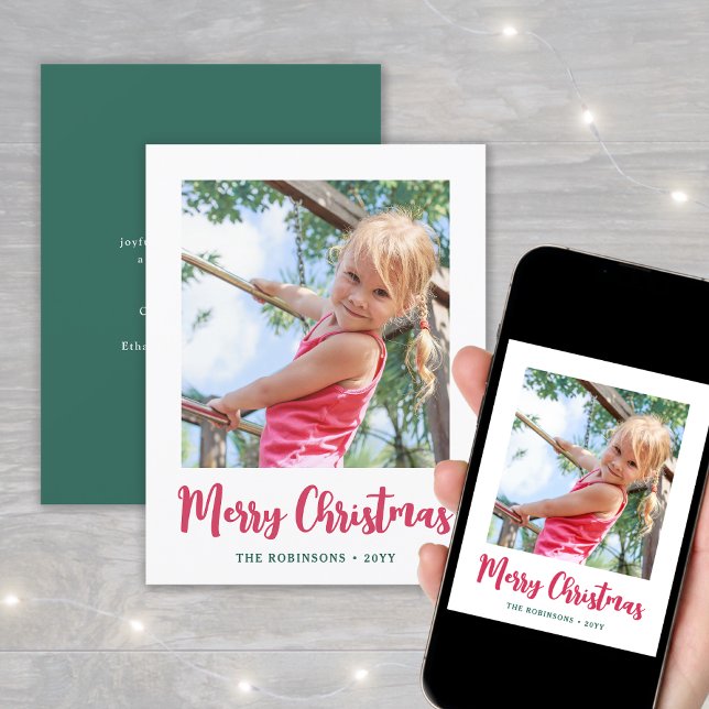 Cartão De Festividades Bright Modern Script Feliz Natal Foto Mínima (Criador carregado)