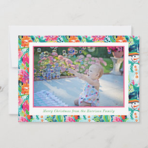 Cartão De Festividades Bright Palm Beach Natal Foto de Snowman