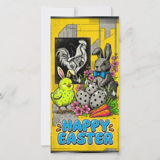 Cartão De Festividades Bright retro card celebrating Easter 