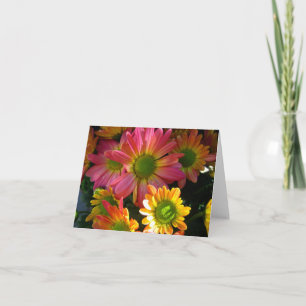 Cartão De Festividades Bright Yellow and Pink Mums Note Card