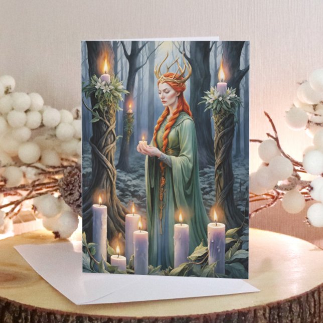 Cartão De Festividades Brigid Imbolc Candlemas Floresta Celta (Brigid Imbolc Candlemas Forest Celtic Wiccan Holiday Card)