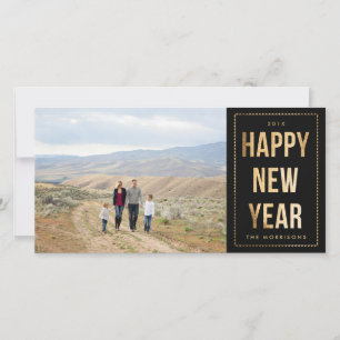 Cartão De Festividades Brilhante de abertura do Feliz ano novo Dourado a 