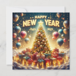 Cartão De Festividades Brilhante e Festivo Ano Novo 2025