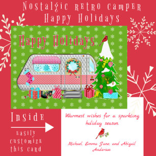 Cartão De Festividades Brilhante, Festivo, Camper com Neve