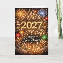 Cartão De Festividades Brilliant Golden Fireworks Happy New Year 2027