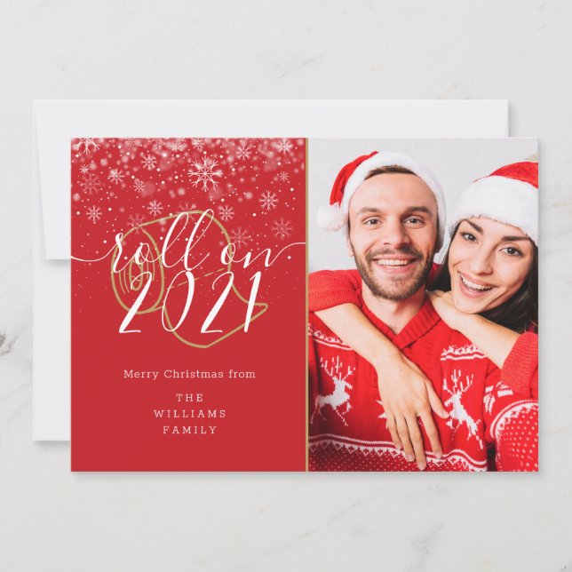 Cartão De Festividades Brincadeira De Natal Na Foto Do Ano Novo (Frente)