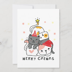 Cartão De Festividades Brincadeira, Feliz Natal Gatos