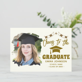 Cartão De Festividades Brinde ao Graduado Foto Personalizada Nome Família