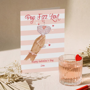 Cartão De Festividades Brinde de Amor Cocktail Pop Fizz Feliz Dia das Gal