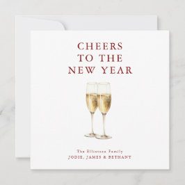 Cartão De Festividades Brinde para o Ano Novo Texto Bubbly Burgundy