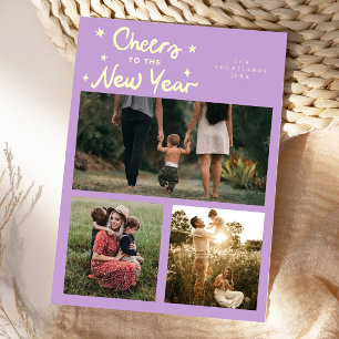 Cartão De Festividades Brindemos ao Novo Ano Wisteria Multi Foto