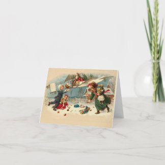 Cartão De Festividades Brinquedos de avião do Papai Noel de Natal vintage