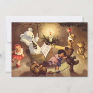 Cartão De Festividades Brinquedos de Natal Antigos, Bonecas Dançantes, Ur