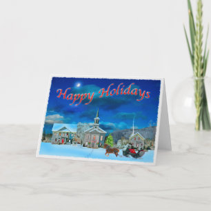 Cartão De Festividades Bristol Vermont numa noite de inverno