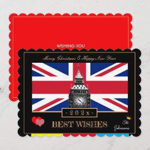 Cartão De Festividades British Flag & Big Ben 2021 Feliz ano novo Reino U