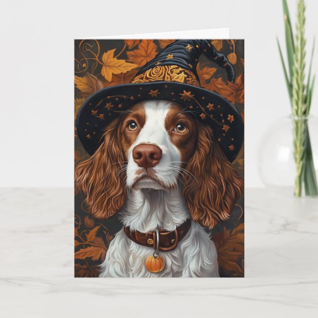 Cartão De Festividades Brittany Spaniel Halloween (Frente)
