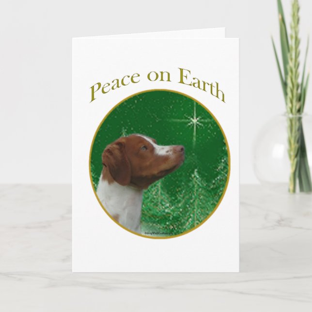 Cartão De Festividades Brittany Spaniel Peace (Frente)