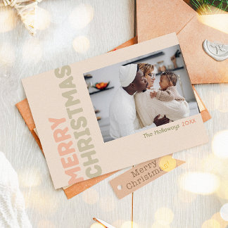 Cartão De Festividades Brold Modern Coral Feliz Natal Quatro Foto