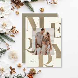 Cartão De Festividades Bronze claro-feliz/Natal Dourado 2 Fotografias