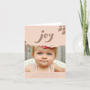 Cartão De Festividades Bronze Glitter Peach Joy Xmas Photo Greeting Card