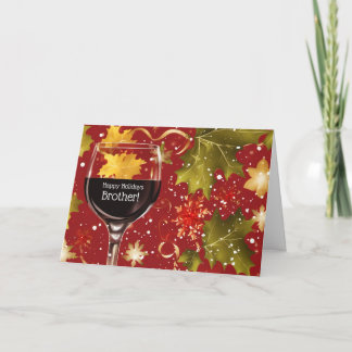 Cartão De Festividades Brother Humorous Happy Holidays with Wine