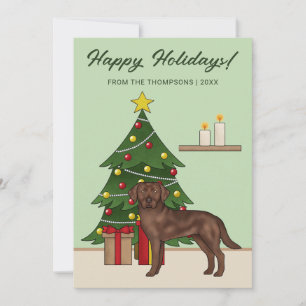 Cartão De Festividades Brown Labrador Retriever Verde Natal Festivo