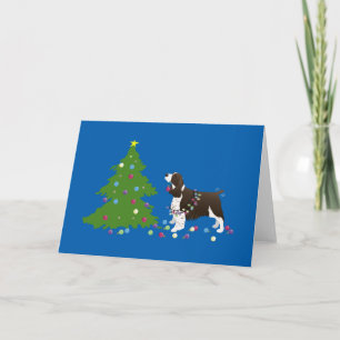 Cartão De Festividades Brown Springer Spaniel Christmas Illustration