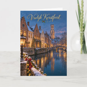 Cartão De Festividades Brugge Inverno ao longo dos Reien Feliz Natal