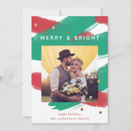 Cartão De Festividades Brushstrokes modernos e Dourados | Foto de Natal