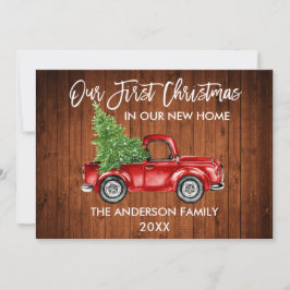 Cartão De Festividades Brussel Script Wood Primeiro Natal Novo Caminhão D