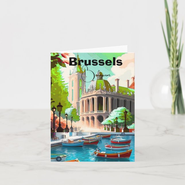 Cartão De Festividades Brussels Travel Art postcard, Belgium Travel Art,  (Frente)